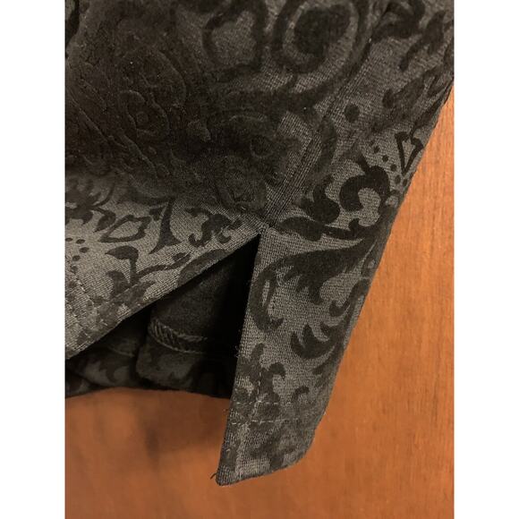 Talbots Blouse 2X Black Velvet Burnout Top Flocked 3/4 Sleeve Witchy Gothic - Picture 4 of 6